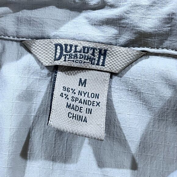 Duluth Trading Breezeshooter Shirt Dress M Ripstop Roll Tab Snaps Beige - Picture 2 of 9